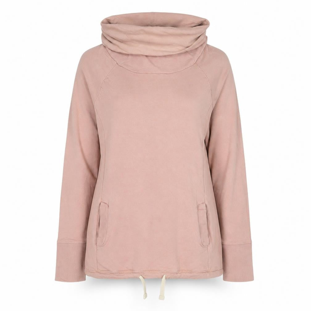 Front view of Next Women Pink Long Sleeve Cowl Neck Pullover Hoodie, size 10
