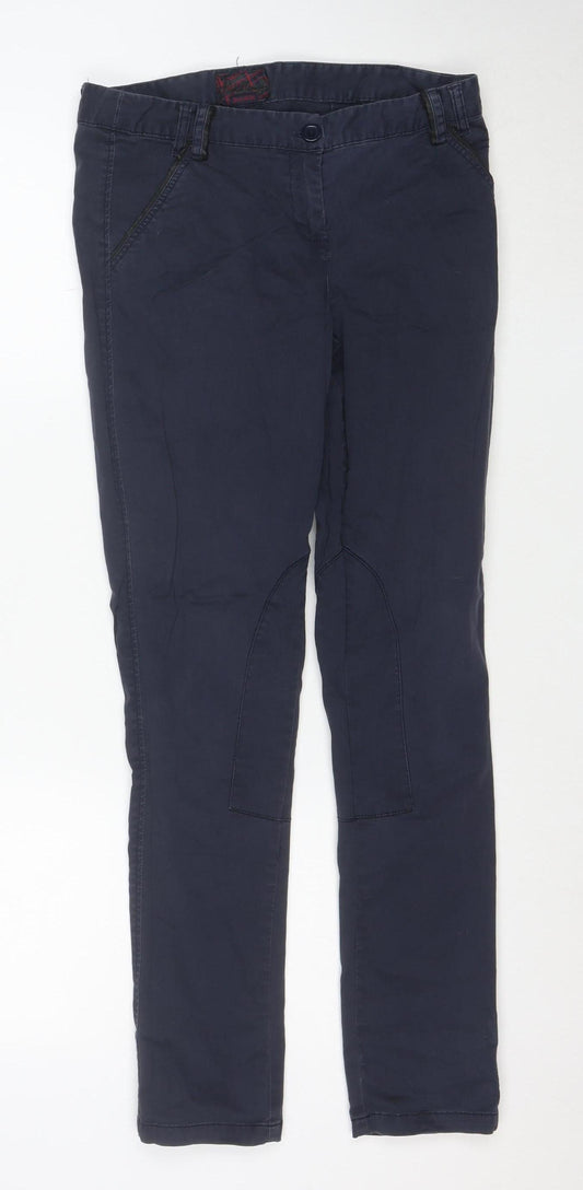 Pull & Bear Women Blue Chino Trousers Size 10 Slim Fit Twill