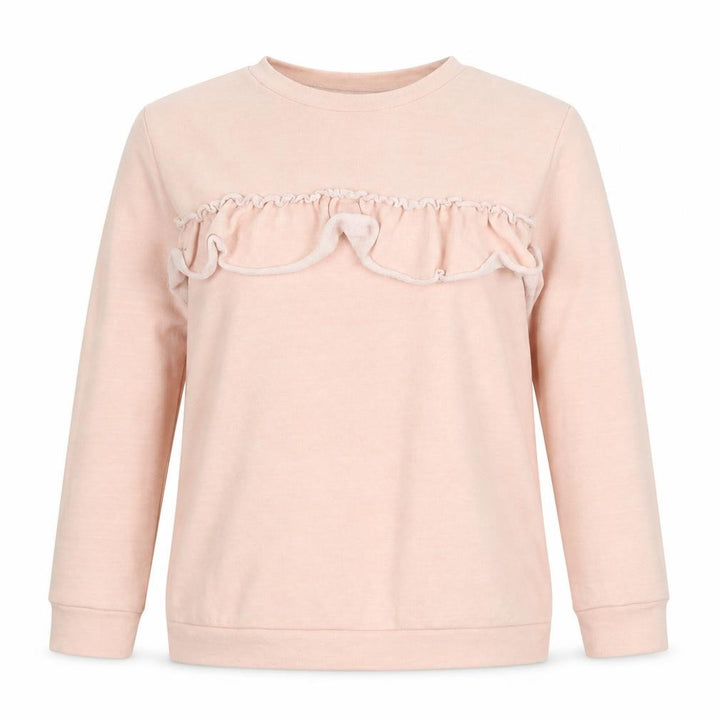 Boohoo Women Pink Ruffle Long Sleeve Pullover Sweatshirt UK 8