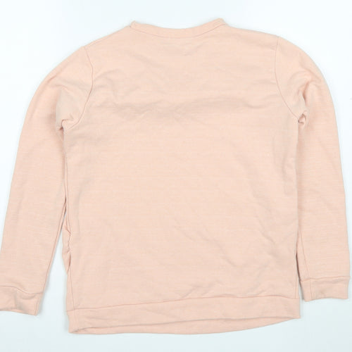 Boohoo Women Pink Ruffle Long Sleeve Pullover Sweatshirt UK 8