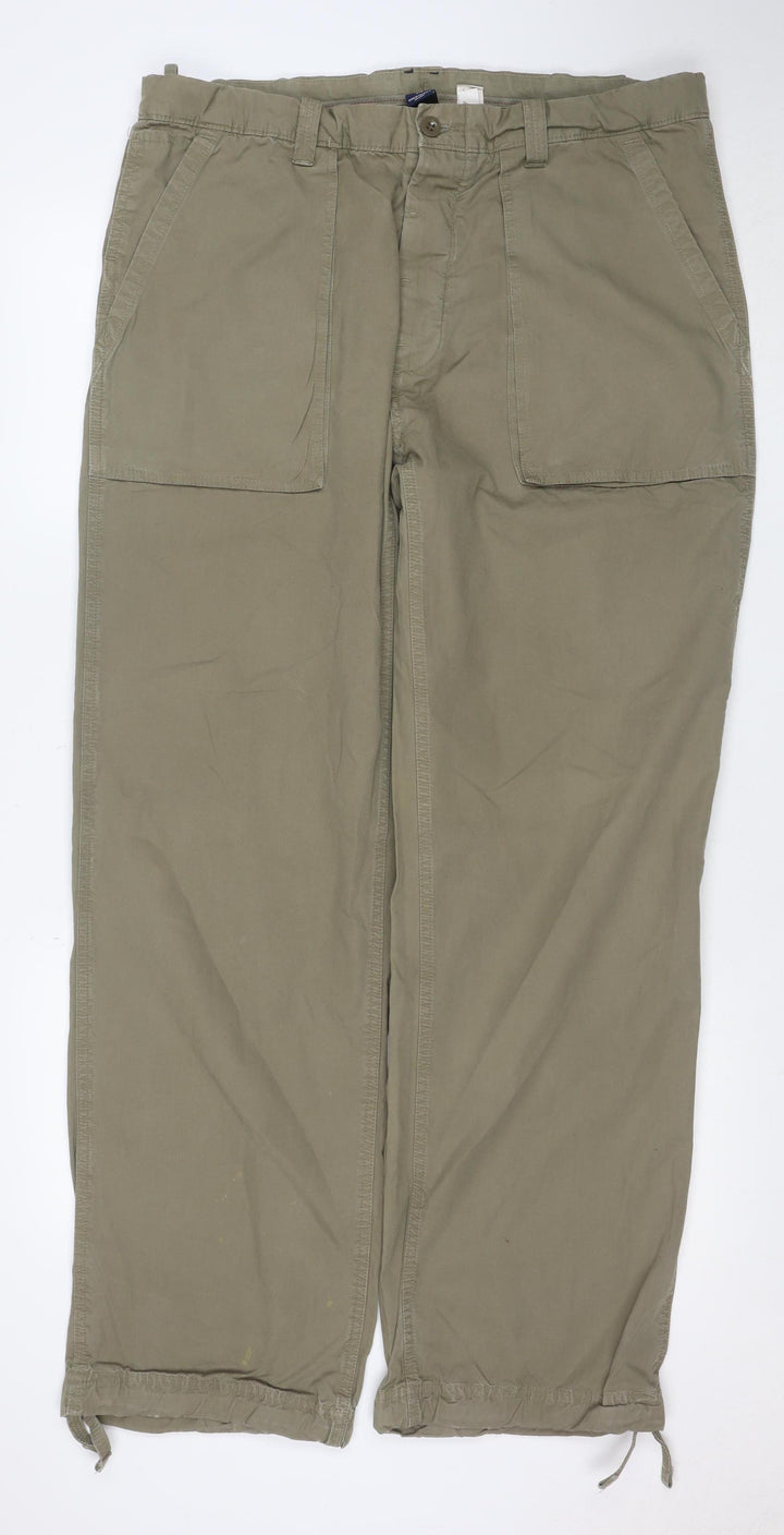 GAP Women’s Green Cargo Trousers Size L Relaxed Fit Cotton Twill