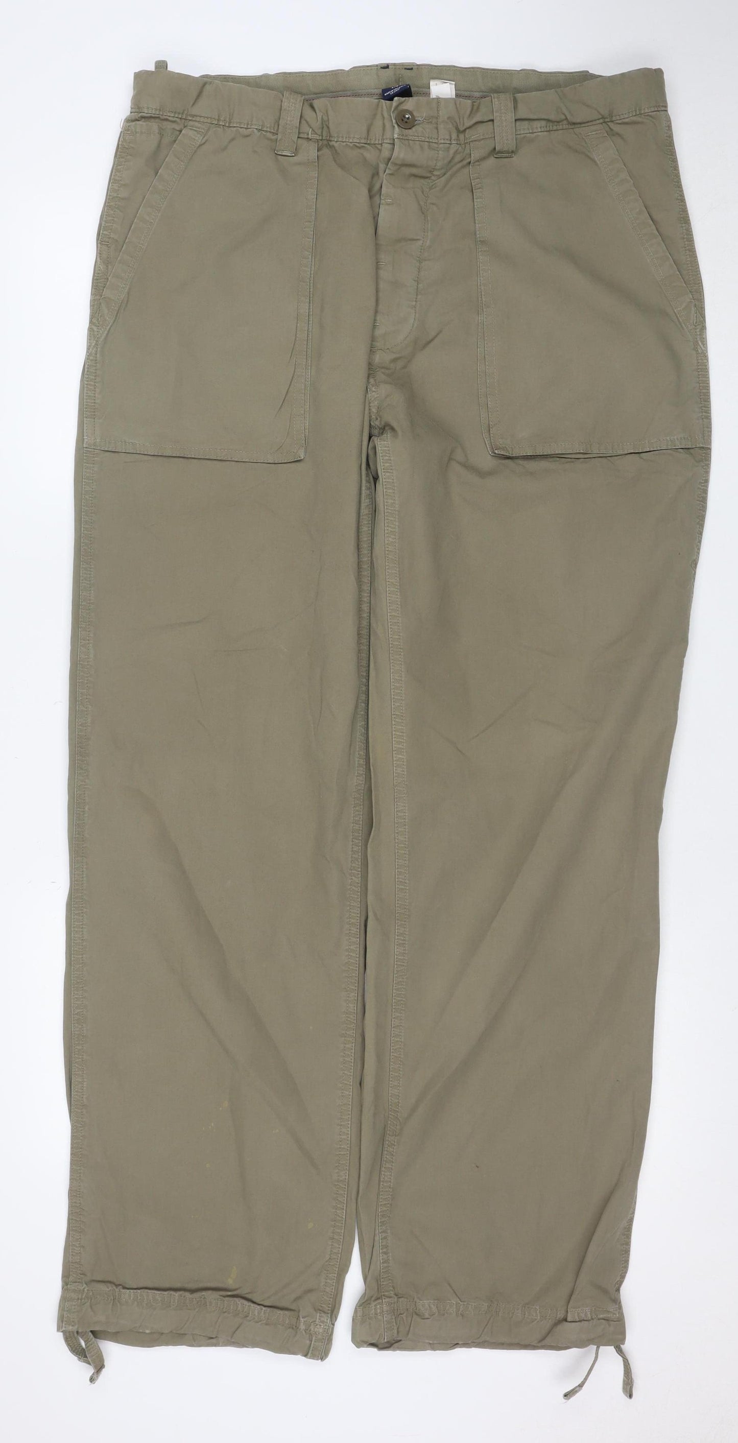 GAP Women’s Green Cargo Trousers Size L Relaxed Fit Cotton Twill