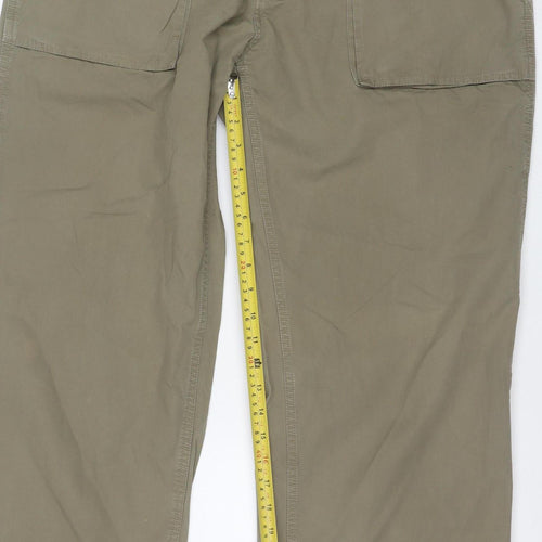 GAP Women’s Green Cargo Trousers Size L Relaxed Fit Cotton Twill