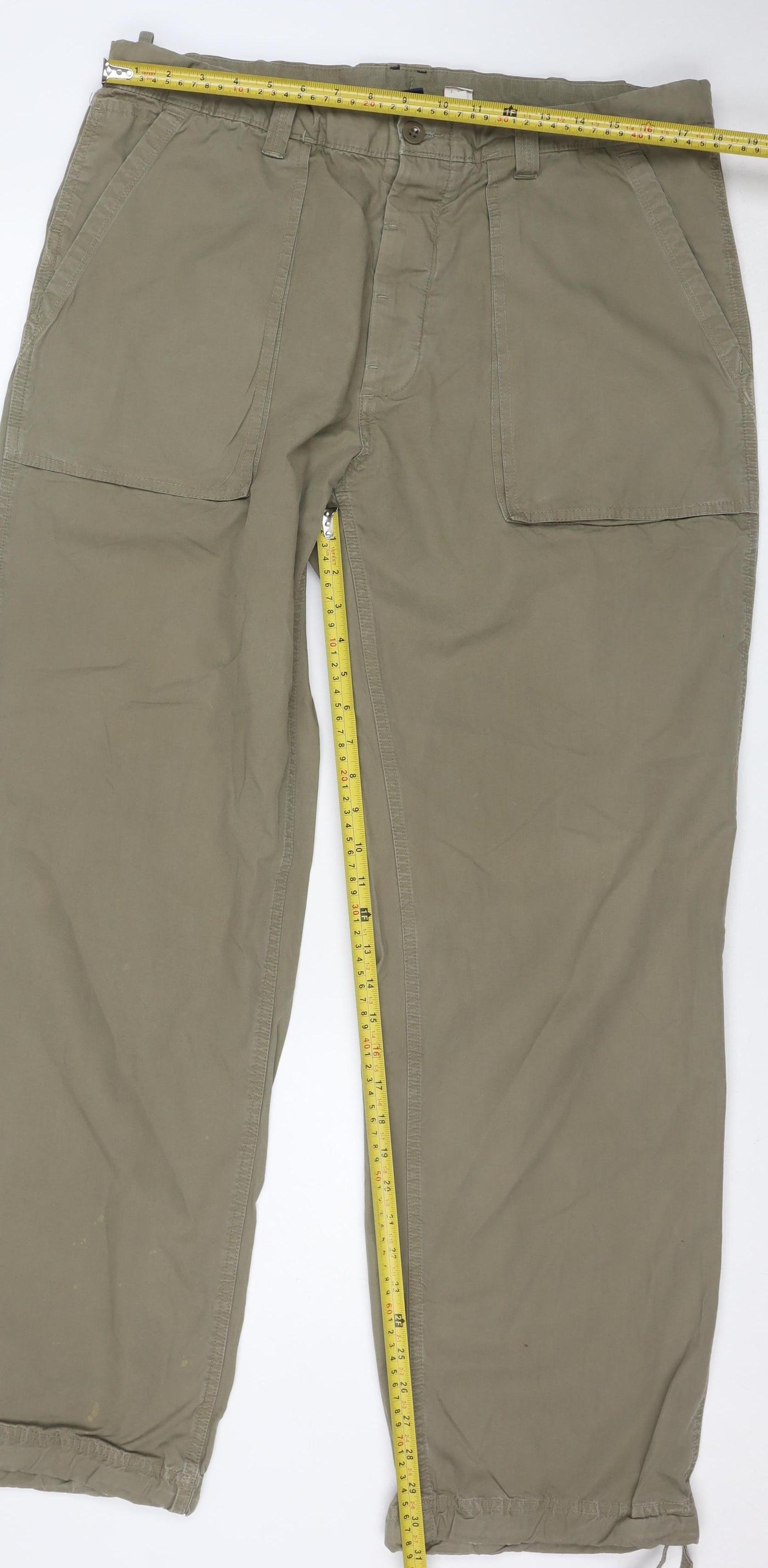GAP Women’s Green Cargo Trousers Size L Relaxed Fit Cotton Twill