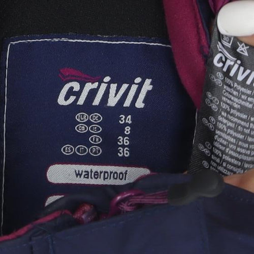 Crivit Womens Blue Waterproof Windproof Full Zip Jacket Size 8