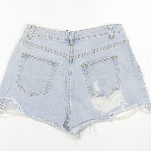 Missguided Women’s Blue Denim Cut-Off High Rise Shorts UK 10