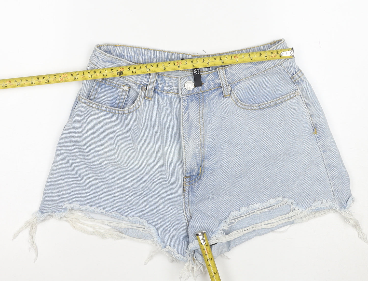 Missguided Women’s Blue Denim Cut-Off High Rise Shorts UK 10