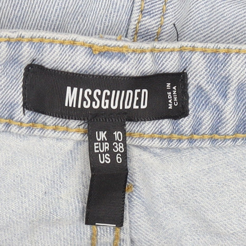 Missguided Women’s Blue Denim Cut-Off High Rise Shorts UK 10