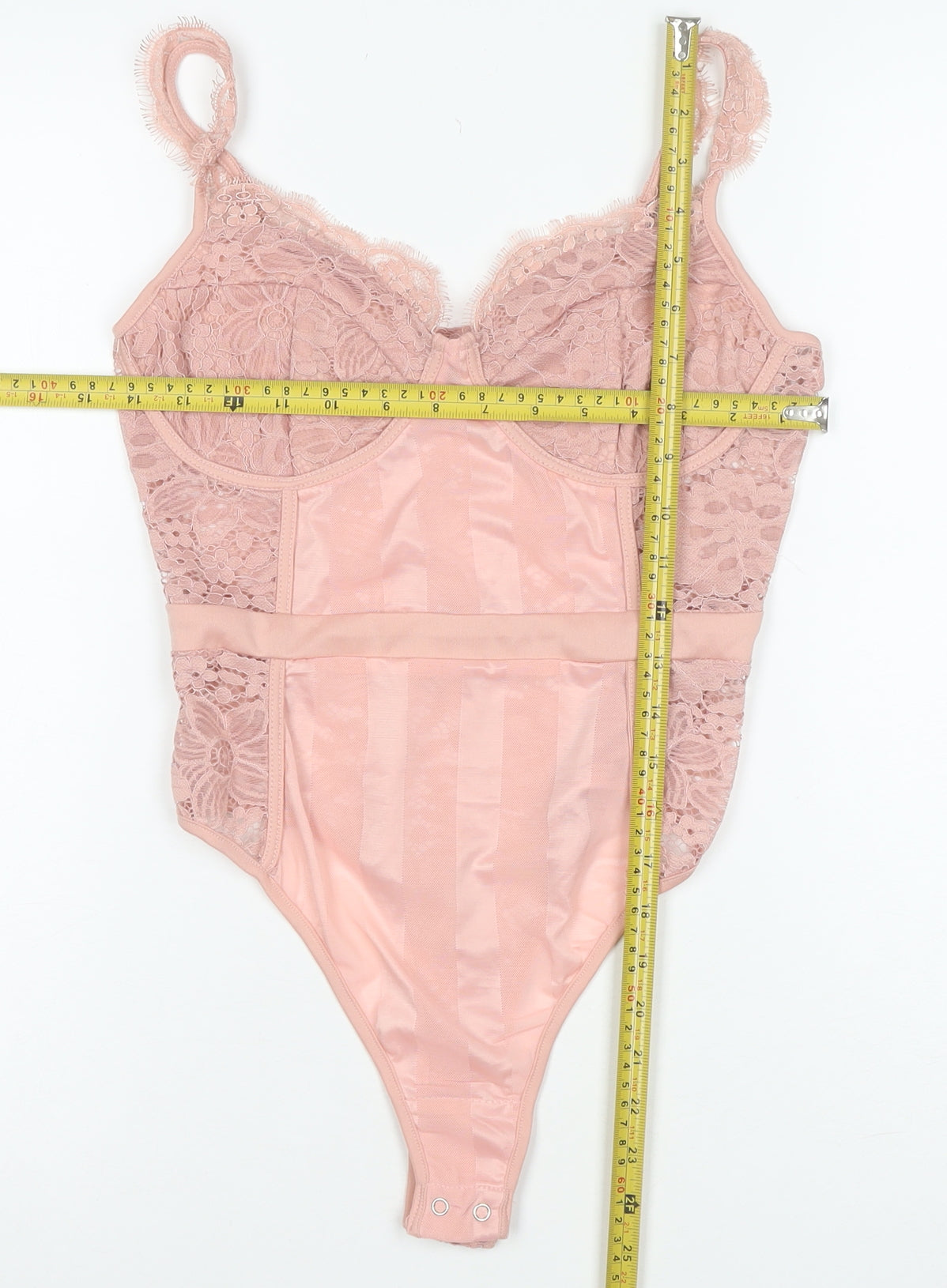 PrettyLittleThing Women Pink Lace Bodysuit UK 10 Sleeveless