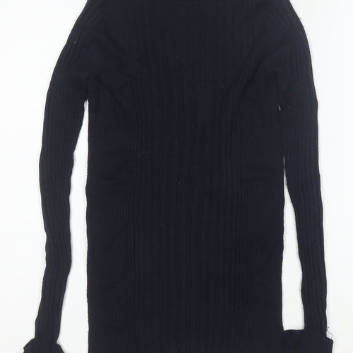 Whistles Women's Black Wool Blend Mock Neck Slim Pullover Jumper Size 6