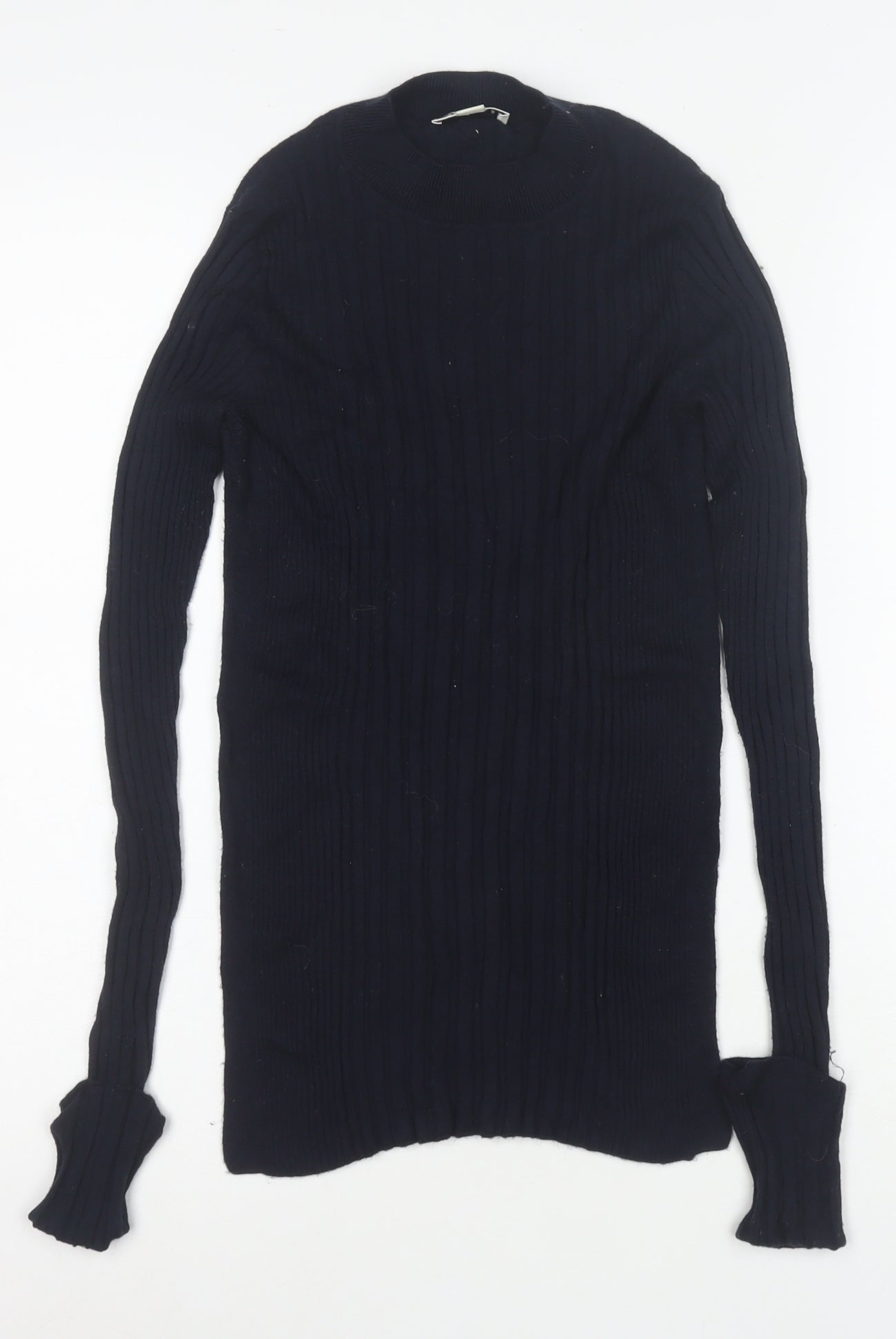 Whistles Women's Black Wool Blend Mock Neck Slim Pullover Jumper Size 6