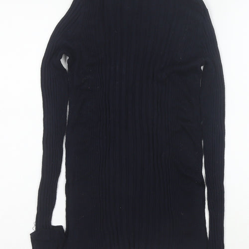 Whistles Women's Black Wool Blend Mock Neck Slim Pullover Jumper Size 6