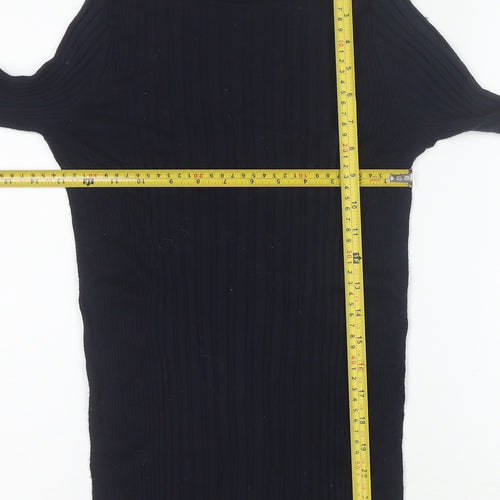 Whistles Women's Black Wool Blend Mock Neck Slim Pullover Jumper Size 6