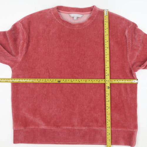 Red Herring Womens Pink Velour Pullover Sweatshirt Size 10