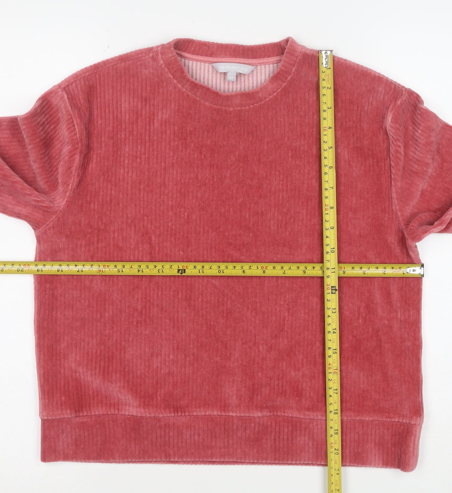Red Herring Womens Pink Velour Pullover Sweatshirt Size 10