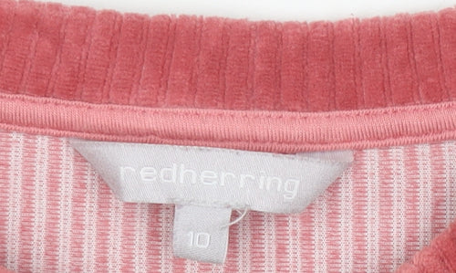 Red Herring Womens Pink Velour Pullover Sweatshirt Size 10