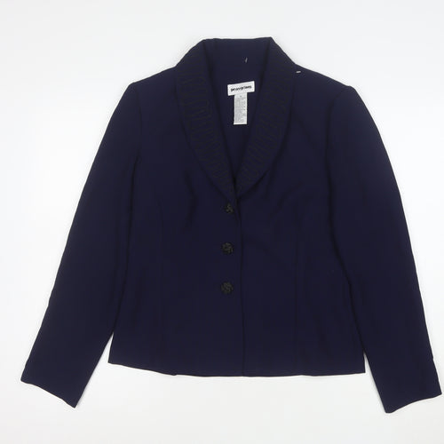 Perceptions Women's Blue Size 8 Shawl Lapel Single-Breasted Suit Jacket