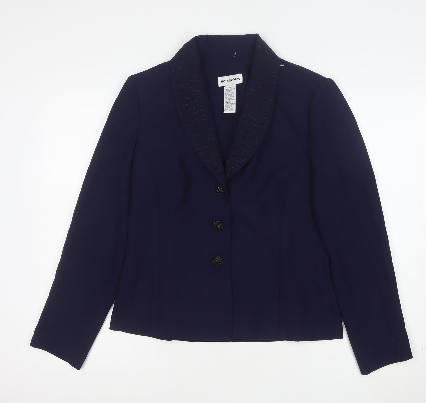 Perceptions Women's Blue Size 8 Shawl Lapel Single-Breasted Suit Jacket