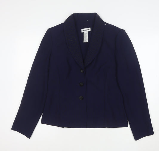 Perceptions Women's Blue Size 8 Shawl Lapel Single-Breasted Suit Jacket
