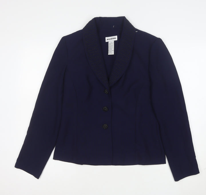 Perceptions Women's Blue Size 8 Shawl Lapel Single-Breasted Suit Jacket