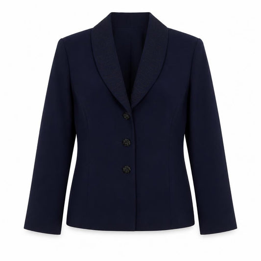 Front view of Perceptions Women's Blue, size 8, Shawl Lapel Single-Breasted Suit Jacket