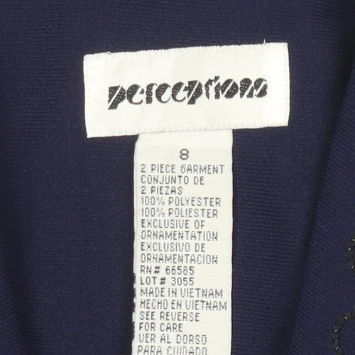 Perceptions Women's Blue Size 8 Shawl Lapel Single-Breasted Suit Jacket