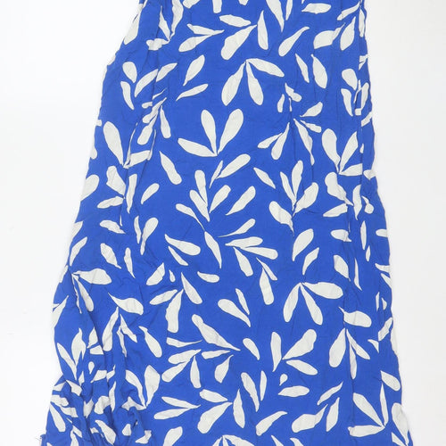New Look Women Blue White Floral Midi Skirt Size 10 Viscose Lightweight