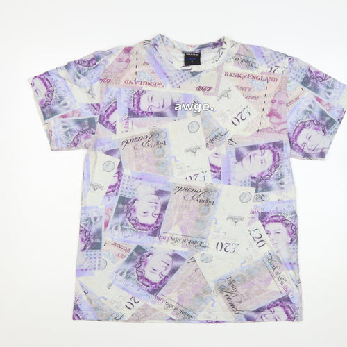AWGE Men’s Multicoloured Money Print Cotton Short Sleeve T-Shirt Size L