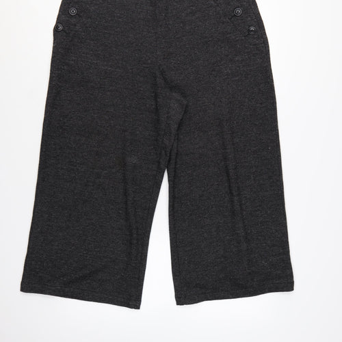 White Stuff Women's Grey Wide-Leg Cropped Trousers Size 16