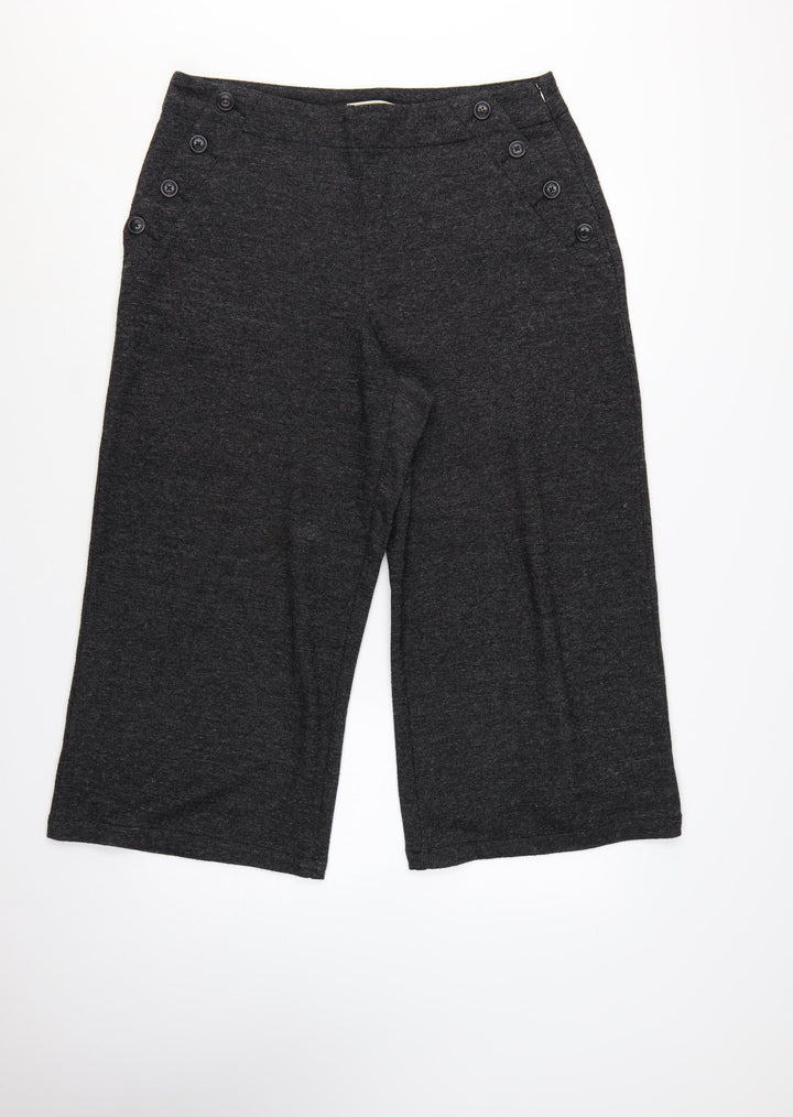 White Stuff Women's Grey Wide-Leg Cropped Trousers Size 16