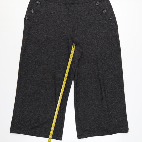 White Stuff Women's Grey Wide-Leg Cropped Trousers Size 16