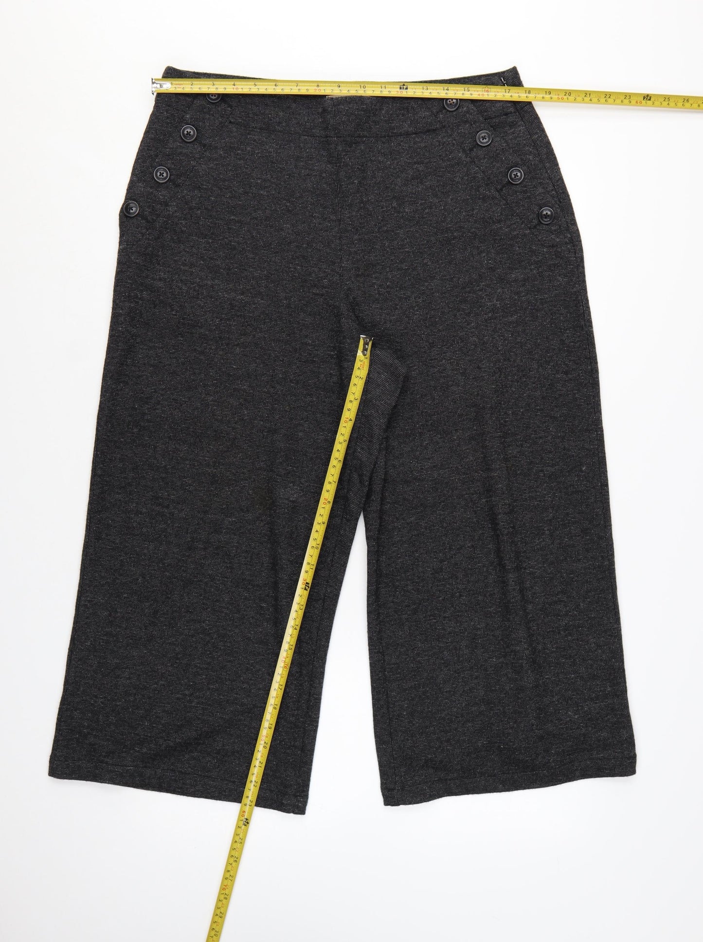 White Stuff Women's Grey Wide-Leg Cropped Trousers Size 16