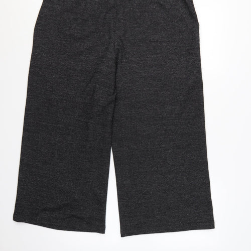 White Stuff Women's Grey Wide-Leg Cropped Trousers Size 16