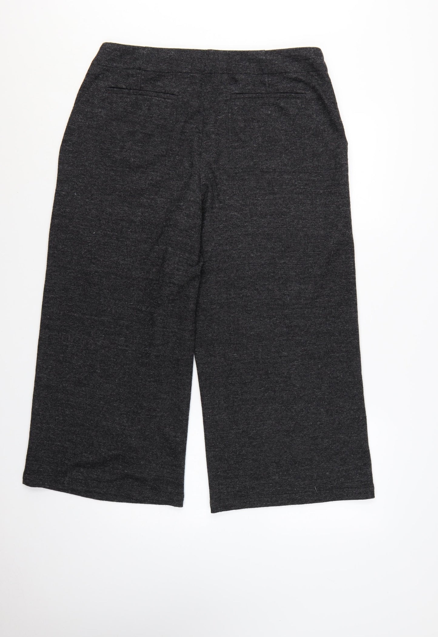 White Stuff Women's Grey Wide-Leg Cropped Trousers Size 16