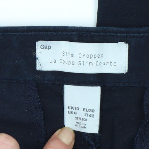 Gap Women's Blue Slim Cropped Cotton Stretch Trousers Size 10