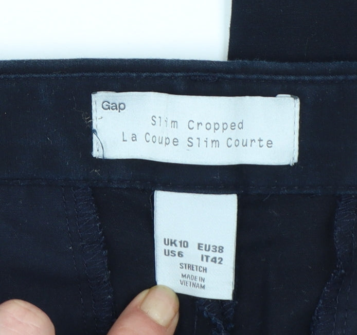 Gap Women's Blue Slim Cropped Cotton Stretch Trousers Size 10