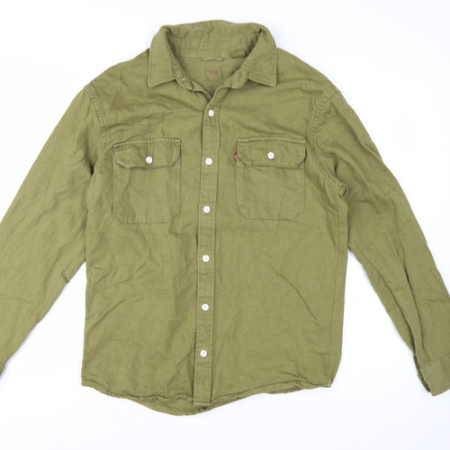 Levi's Men's Green Relaxed Fit Long Sleeve Cotton Button-Up Shirt M