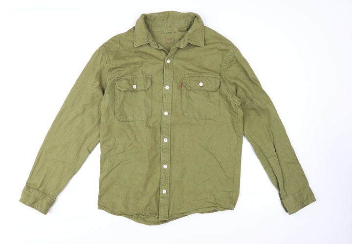Levi's Men's Green Relaxed Fit Long Sleeve Cotton Button-Up Shirt M
