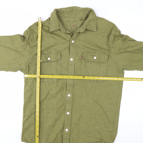 Levi's Men's Green Relaxed Fit Long Sleeve Cotton Button-Up Shirt M