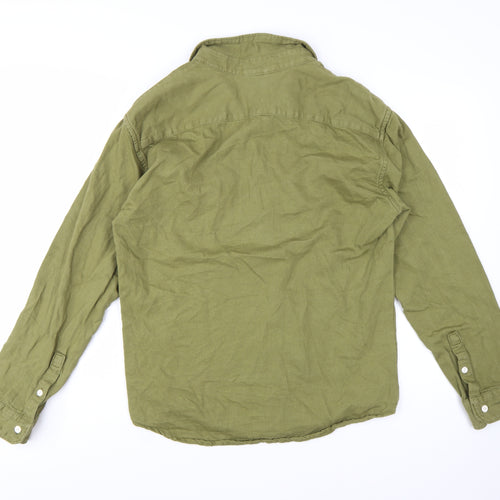 Levi's Men's Green Relaxed Fit Long Sleeve Cotton Button-Up Shirt M