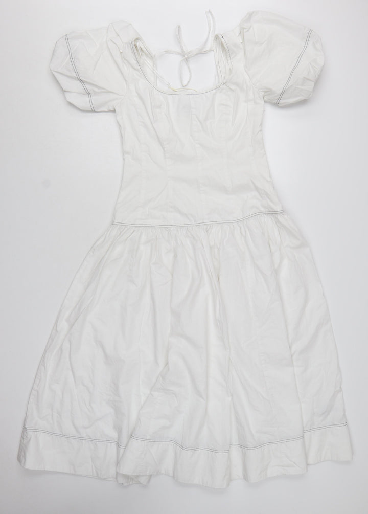 Marks and Spencer Women’s White Cotton Puff Sleeve Fit & Flare Dress Size 8