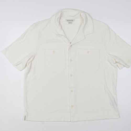 Marks and Spencer Autograph Men's Ivory Button-Up Shirt L Regular Fit