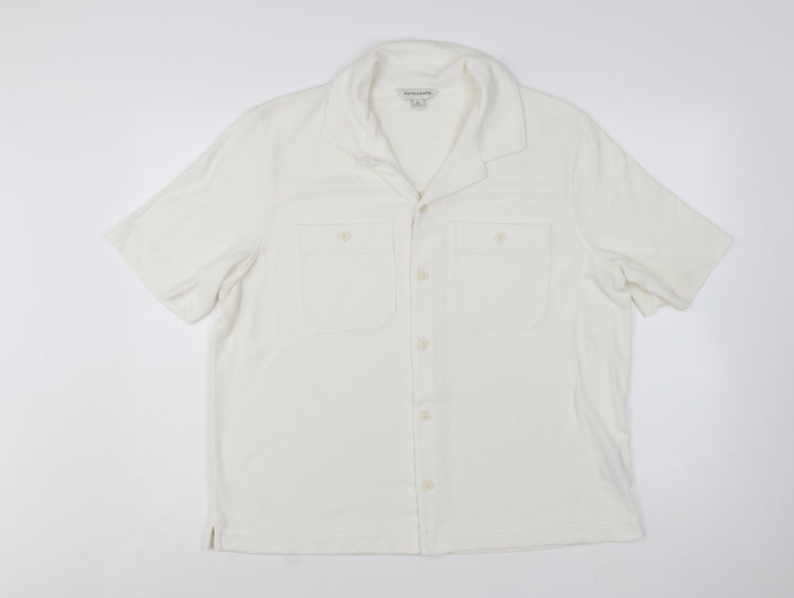 Marks and Spencer Autograph Men's Ivory Button-Up Shirt L Regular Fit