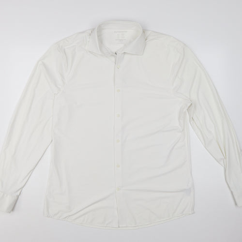 Marks and Spencer Men’s White Slim Fit Performance Long Sleeve Shirt L