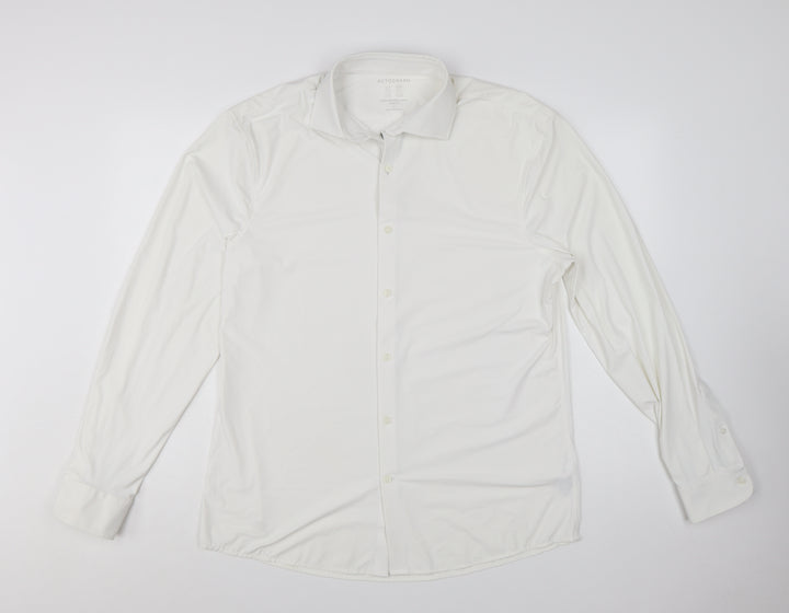 Marks and Spencer Men’s White Slim Fit Performance Long Sleeve Shirt L