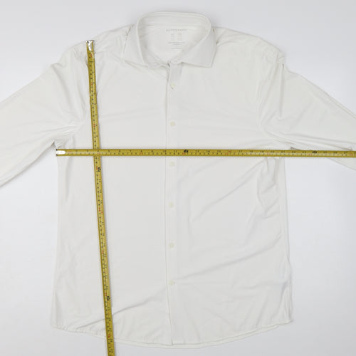 Marks and Spencer Men’s White Slim Fit Performance Long Sleeve Shirt L