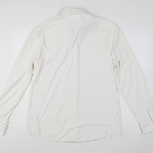 Marks and Spencer Men’s White Slim Fit Performance Long Sleeve Shirt L