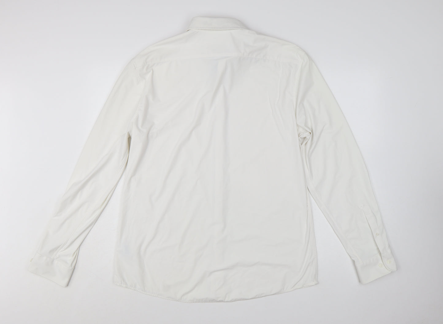 Marks and Spencer Men’s White Slim Fit Performance Long Sleeve Shirt L