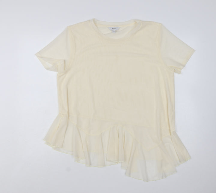 Marks and Spencer Women’s Ivory Ruffle Hem Tunic Blouse Size 18