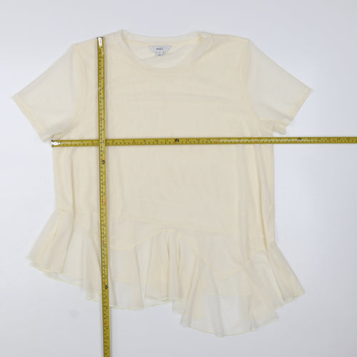 Marks and Spencer Women’s Ivory Ruffle Hem Tunic Blouse Size 18